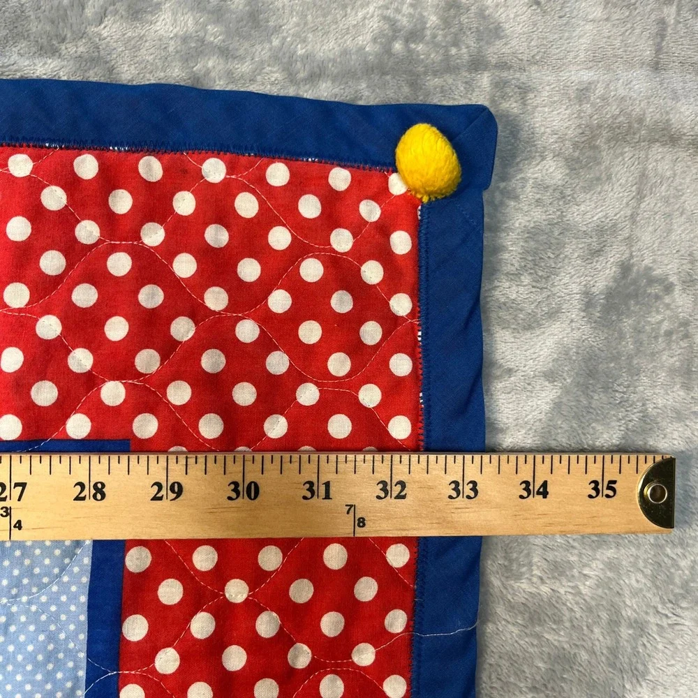 Handmade Baby Quilt Infant Multicolor Circus Teddy Bear‎ Clown Polka Dot Patch